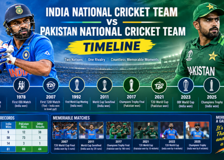 India National Cricket Team vs Pakistan National Cricket Team Timeline